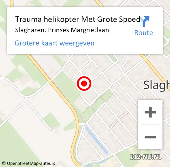 Locatie op kaart van de 112 melding: Trauma helikopter Met Grote Spoed Naar Slagharen, Prinses Margrietlaan op 9 januari 2025 16:13