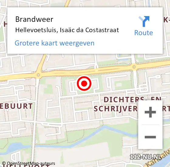 Locatie op kaart van de 112 melding: Brandweer Hellevoetsluis, Isaäc da Costastraat op 9 januari 2025 16:16