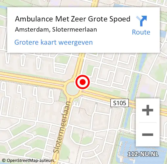 Locatie op kaart van de 112 melding: Ambulance Met Zeer Grote Spoed Naar Amsterdam, Slotermeerlaan op 9 januari 2025 17:15