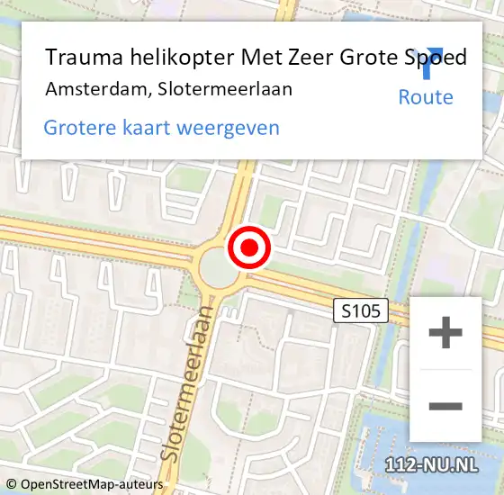 Locatie op kaart van de 112 melding: Trauma helikopter Met Zeer Grote Spoed Naar Amsterdam, Slotermeerlaan op 9 januari 2025 17:16