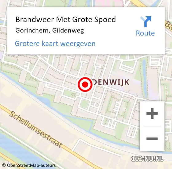 Locatie op kaart van de 112 melding: Brandweer Met Grote Spoed Naar Gorinchem, Gildenweg op 9 januari 2025 17:22