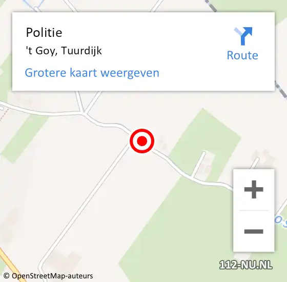 Locatie op kaart van de 112 melding: Politie 't Goy, Tuurdijk op 2 november 2014 13:03