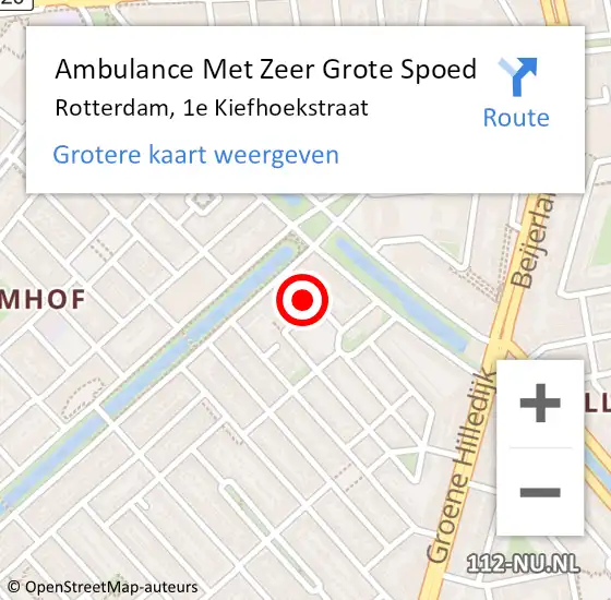 Locatie op kaart van de 112 melding: Ambulance Met Zeer Grote Spoed Naar Rotterdam, 1e Kiefhoekstraat op 9 januari 2025 19:18