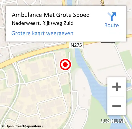 Locatie op kaart van de 112 melding: Ambulance Met Grote Spoed Naar Nederweert, Rijksweg Zuid op 9 januari 2025 19:51