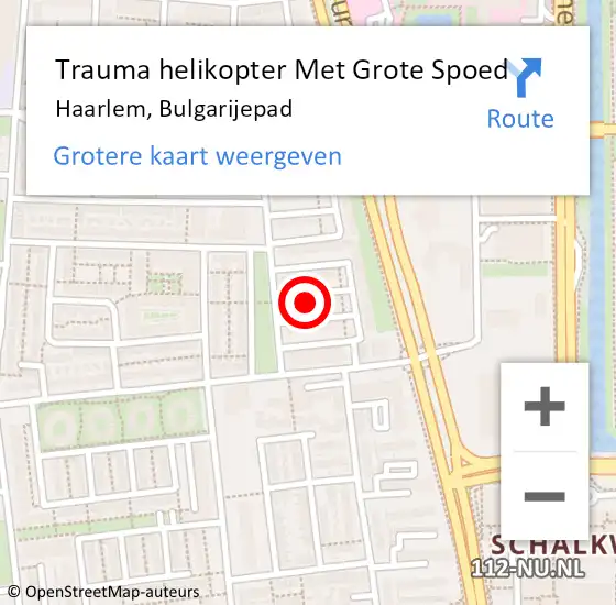 Locatie op kaart van de 112 melding: Trauma helikopter Met Grote Spoed Naar Haarlem, Bulgarijepad op 9 januari 2025 20:00