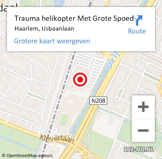 Locatie op kaart van de 112 melding: Trauma helikopter Met Grote Spoed Naar Haarlem, IJsbaanlaan op 9 januari 2025 20:17