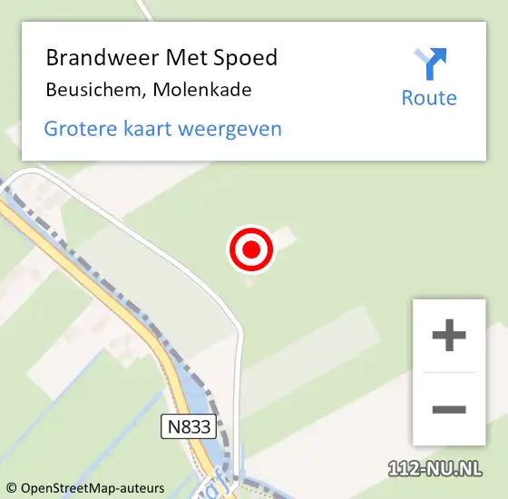 Locatie op kaart van de 112 melding: Brandweer Met Spoed Naar Beusichem, Molenkade op 9 januari 2025 20:33