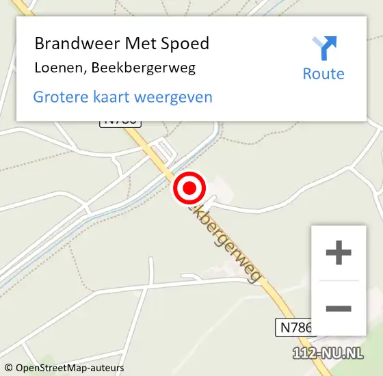 Locatie op kaart van de 112 melding: Brandweer Met Spoed Naar Loenen, Beekbergerweg op 2 november 2014 13:17