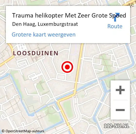 Locatie op kaart van de 112 melding: Trauma helikopter Met Zeer Grote Spoed Naar Den Haag, Luxemburgstraat op 9 januari 2025 21:32