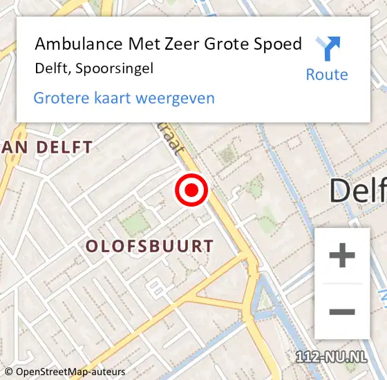 Locatie op kaart van de 112 melding: Ambulance Met Zeer Grote Spoed Naar Delft, Spoorsingel op 9 januari 2025 23:23