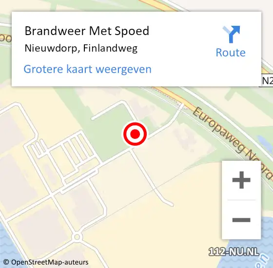 Locatie op kaart van de 112 melding: Brandweer Met Spoed Naar Nieuwdorp, Finlandweg op 10 januari 2025 00:01