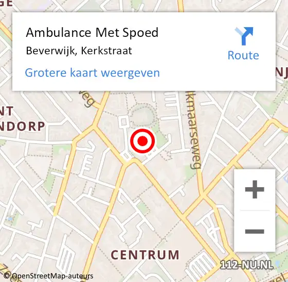 Locatie op kaart van de 112 melding: Ambulance Met Spoed Naar Beverwijk, Kerkstraat op 10 januari 2025 00:52