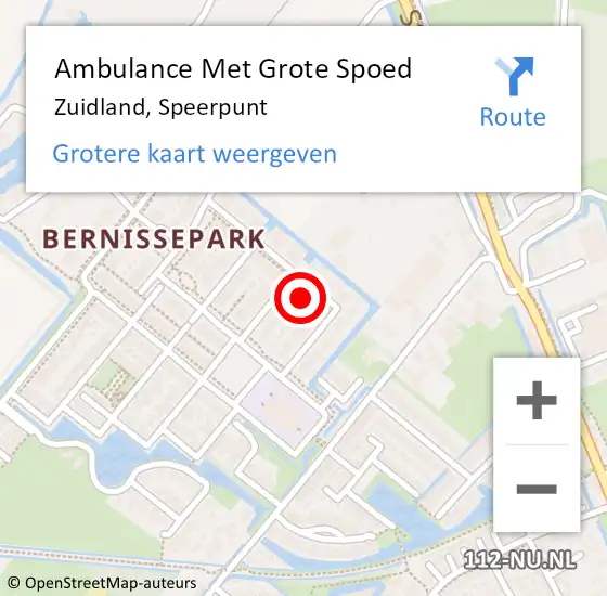 Locatie op kaart van de 112 melding: Ambulance Met Grote Spoed Naar Zuidland, Speerpunt op 10 januari 2025 03:37