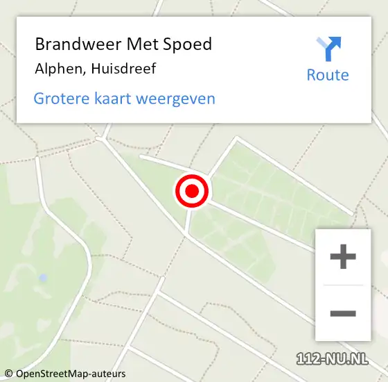 Locatie op kaart van de 112 melding: Brandweer Met Spoed Naar Alphen, Huisdreef op 10 januari 2025 04:59