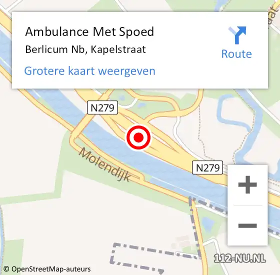 Locatie op kaart van de 112 melding: Ambulance Met Spoed Naar Berlicum Nb, Kapelstraat op 2 november 2014 13:58