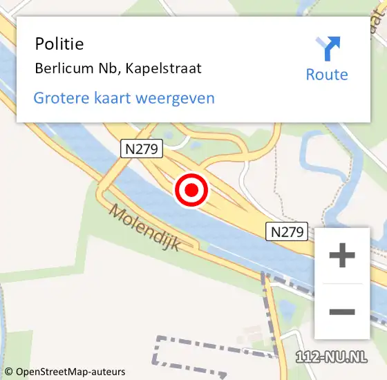 Locatie op kaart van de 112 melding: Politie Berlicum Nb, Kapelstraat op 2 november 2014 14:00