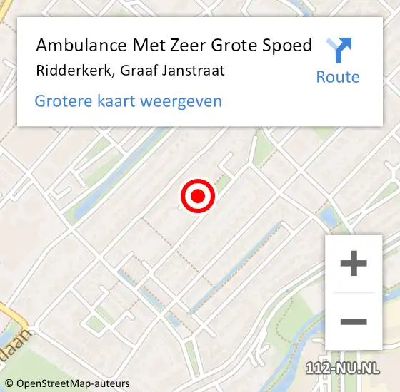 Locatie op kaart van de 112 melding: Ambulance Met Zeer Grote Spoed Naar Ridderkerk, Graaf Janstraat op 10 januari 2025 08:23