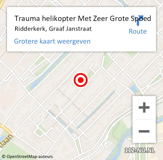 Locatie op kaart van de 112 melding: Trauma helikopter Met Zeer Grote Spoed Naar Ridderkerk, Graaf Janstraat op 10 januari 2025 08:24