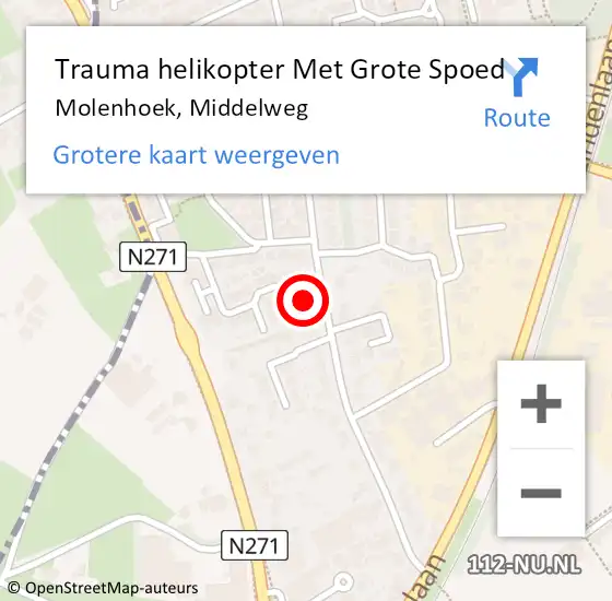 Locatie op kaart van de 112 melding: Trauma helikopter Met Grote Spoed Naar Molenhoek, Middelweg op 10 januari 2025 08:52