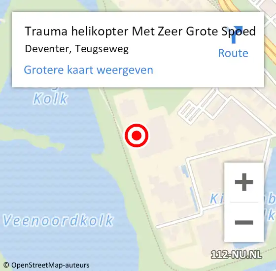 Locatie op kaart van de 112 melding: Trauma helikopter Met Zeer Grote Spoed Naar Deventer, Teugseweg op 10 januari 2025 09:54