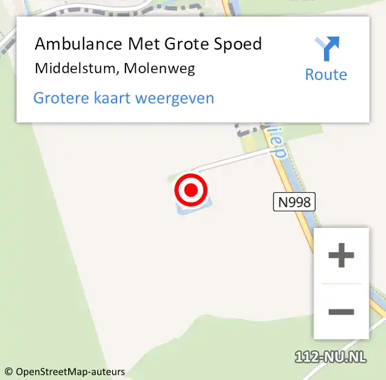 Locatie op kaart van de 112 melding: Ambulance Met Grote Spoed Naar Middelstum, Molenweg op 2 november 2014 14:29