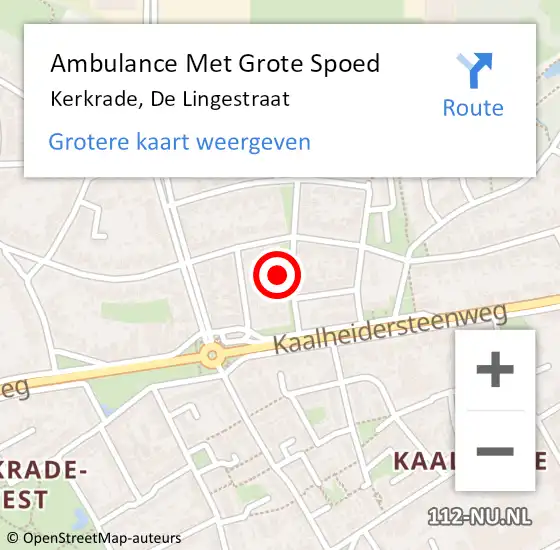 Locatie op kaart van de 112 melding: Ambulance Met Grote Spoed Naar Kerkrade, De Lingestraat op 2 november 2014 14:34