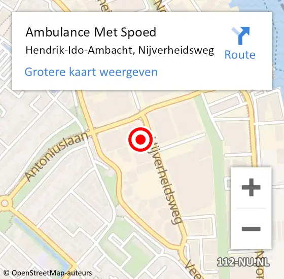 Locatie op kaart van de 112 melding: Ambulance Met Spoed Naar Hendrik-Ido-Ambacht, Nijverheidsweg op 10 januari 2025 12:08