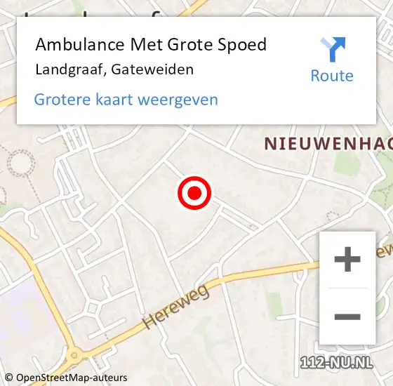 Locatie op kaart van de 112 melding: Ambulance Met Grote Spoed Naar Landgraaf, Gateweiden op 2 november 2014 14:44