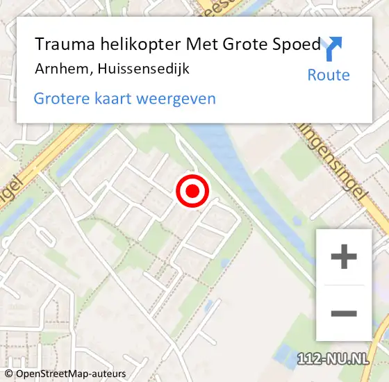 Locatie op kaart van de 112 melding: Trauma helikopter Met Grote Spoed Naar Arnhem, Huissensedijk op 10 januari 2025 13:00