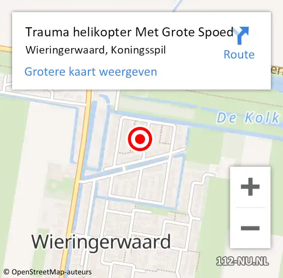 Locatie op kaart van de 112 melding: Trauma helikopter Met Grote Spoed Naar Wieringerwaard, Koningsspil op 10 januari 2025 13:15