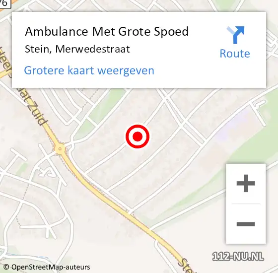 Locatie op kaart van de 112 melding: Ambulance Met Grote Spoed Naar Stein, Merwedestraat op 2 november 2014 14:48