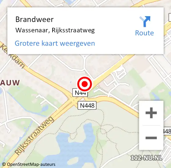 Locatie op kaart van de 112 melding: Brandweer Wassenaar, Rijksstraatweg op 10 januari 2025 13:17