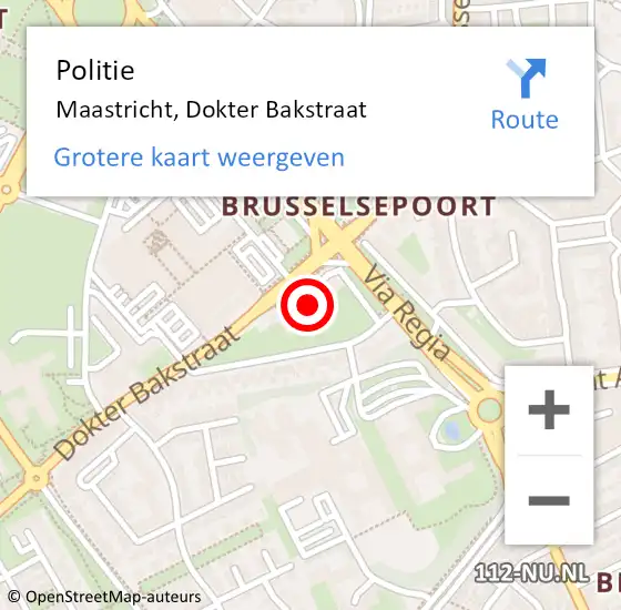 Locatie op kaart van de 112 melding: Politie Maastricht, Dokter Bakstraat op 10 januari 2025 13:44