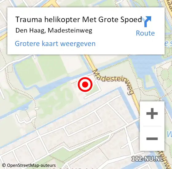 Locatie op kaart van de 112 melding: Trauma helikopter Met Grote Spoed Naar Den Haag, Madesteinweg op 10 januari 2025 16:27