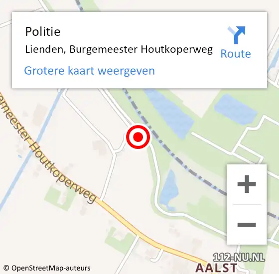 Locatie op kaart van de 112 melding: Politie Lienden, Burgemeester Houtkoperweg op 2 november 2014 15:44