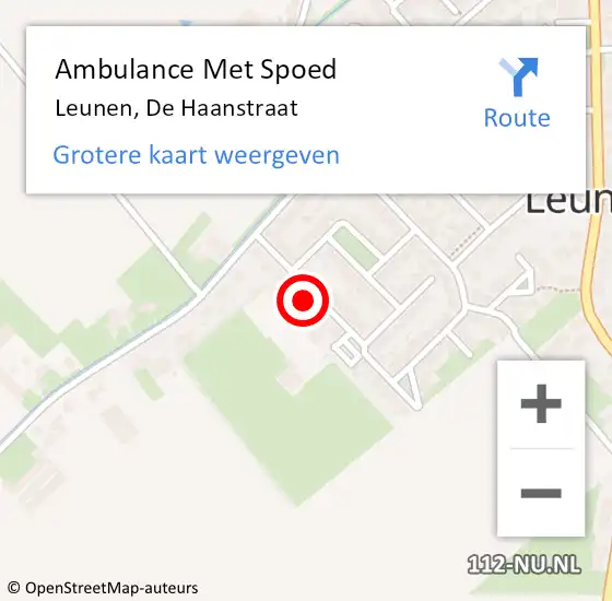 Locatie op kaart van de 112 melding: Ambulance Met Spoed Naar Leunen, De Haanstraat op 2 november 2014 15:48