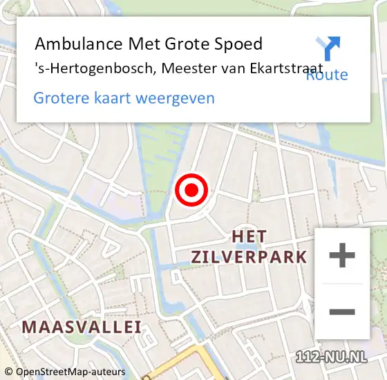 Locatie op kaart van de 112 melding: Ambulance Met Grote Spoed Naar 's-Hertogenbosch, Meester van Ekartstraat op 2 november 2014 16:06