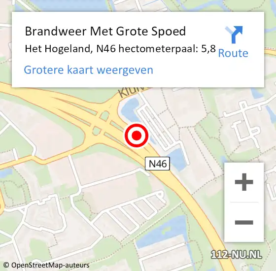 Locatie op kaart van de 112 melding: Brandweer Met Grote Spoed Naar Het Hogeland, N46 hectometerpaal: 5,8 op 11 januari 2025 06:23