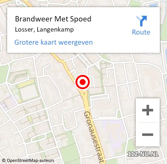 Locatie op kaart van de 112 melding: Brandweer Met Spoed Naar Losser, Langenkamp op 11 januari 2025 08:45