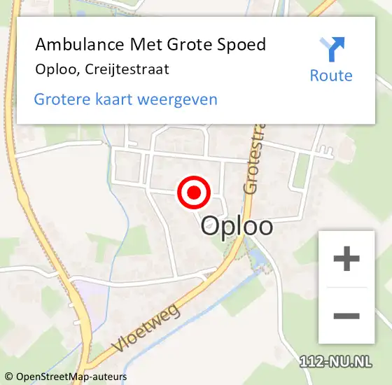 Locatie op kaart van de 112 melding: Ambulance Met Grote Spoed Naar Oploo, Creijtestraat op 2 november 2014 16:43