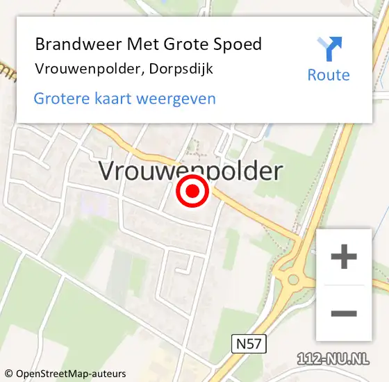 Locatie op kaart van de 112 melding: Brandweer Met Grote Spoed Naar Vrouwenpolder, Dorpsdijk op 11 januari 2025 11:55