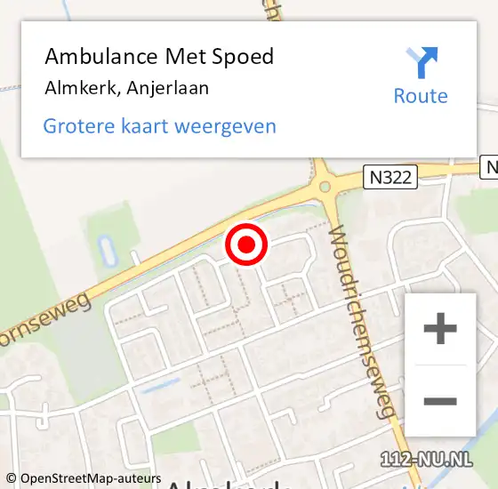 Locatie op kaart van de 112 melding: Ambulance Met Spoed Naar Almkerk, Anjerlaan op 2 november 2014 17:14