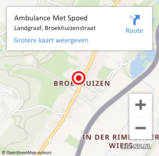 Locatie op kaart van de 112 melding: Ambulance Met Spoed Naar Landgraaf, Broekhuizenstraat op 2 november 2014 17:17