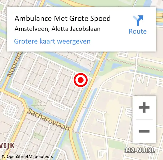 Locatie op kaart van de 112 melding: Ambulance Met Grote Spoed Naar Amstelveen, Aletta Jacobslaan op 2 november 2014 17:21