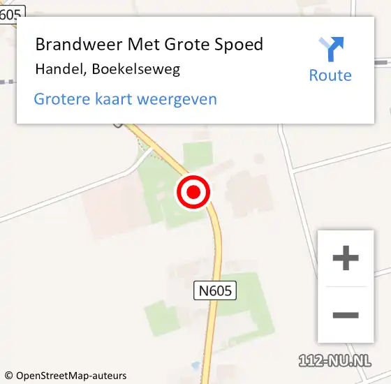 Locatie op kaart van de 112 melding: Brandweer Met Grote Spoed Naar Handel, Boekelseweg op 2 november 2014 17:22