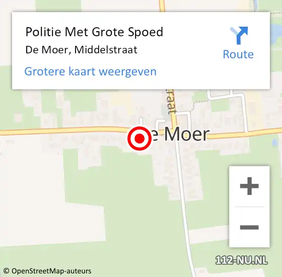 Locatie op kaart van de 112 melding: Politie Met Grote Spoed Naar De Moer, Middelstraat op 11 januari 2025 14:43