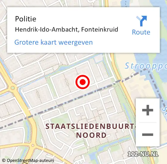 Locatie op kaart van de 112 melding: Politie Hendrik-Ido-Ambacht, Fonteinkruid op 11 januari 2025 16:49