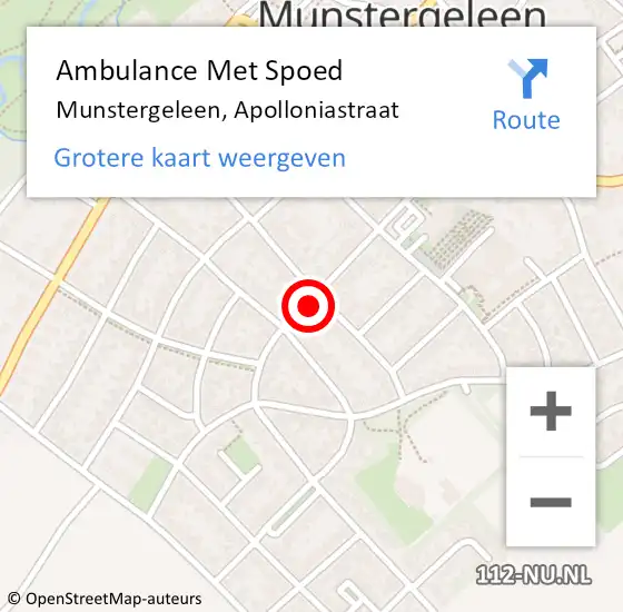 Locatie op kaart van de 112 melding: Ambulance Met Spoed Naar Munstergeleen, Apolloniastraat op 2 november 2014 18:12