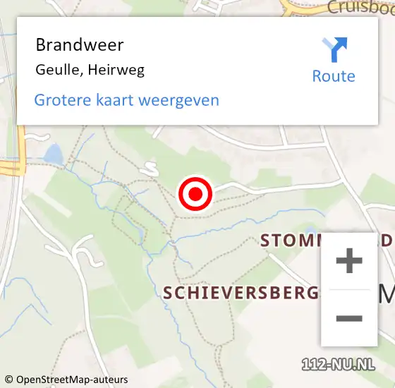 Locatie op kaart van de 112 melding: Brandweer Geulle, Heirweg op 2 november 2014 18:16