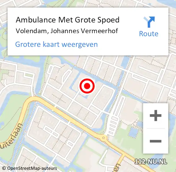 Locatie op kaart van de 112 melding: Ambulance Met Grote Spoed Naar Volendam, Johannes Vermeerhof op 2 november 2014 18:20